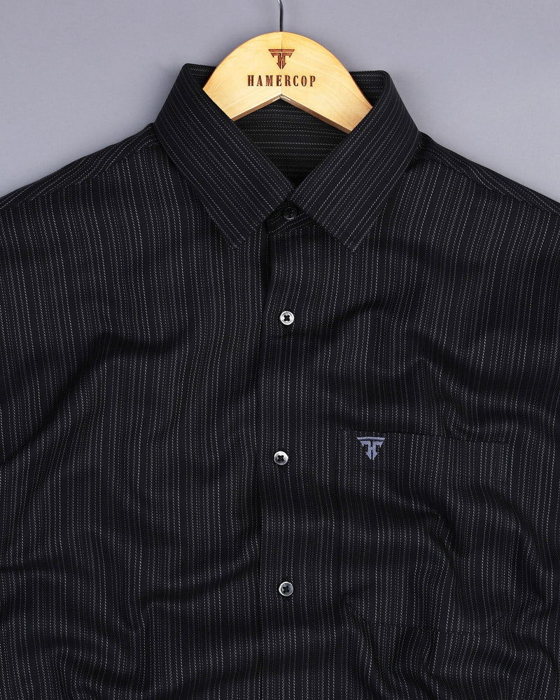 Aviston Black Thread Stripe Dobby Cotton Shirt