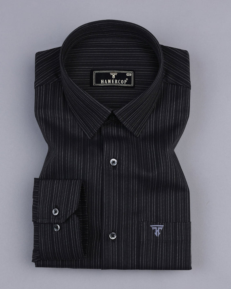 Aviston Black Thread Stripe Dobby Cotton Shirt