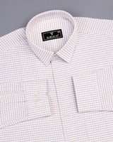 Dusty White With Cream Check Oxford Cotton Formal Shirt