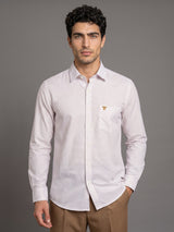 Dusty White With Cream Check Oxford Cotton Formal Shirt