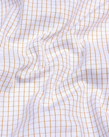 Dusty White With Cream Check Oxford Cotton Formal Shirt