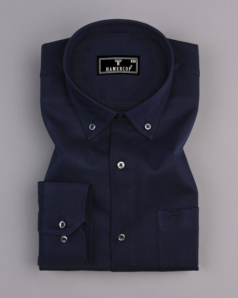 Stark NavyBlue Dobby Textured Premium Cotton Shirt