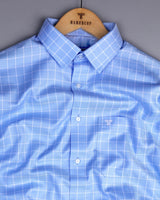 SkyBlue With White Twill Check Premium Giza Formal Shirt