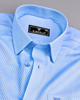 Apex Blue With White Jacquard Textured Premium Giza Shirt