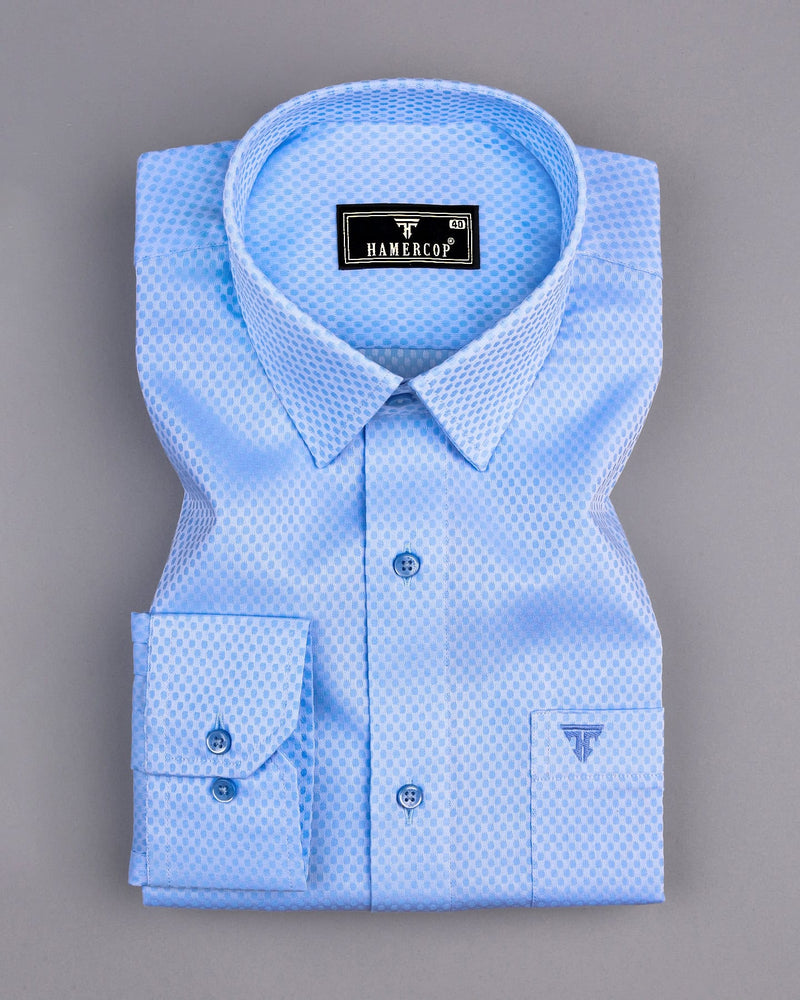 Apex Blue With White Jacquard Textured Premium Giza Shirt