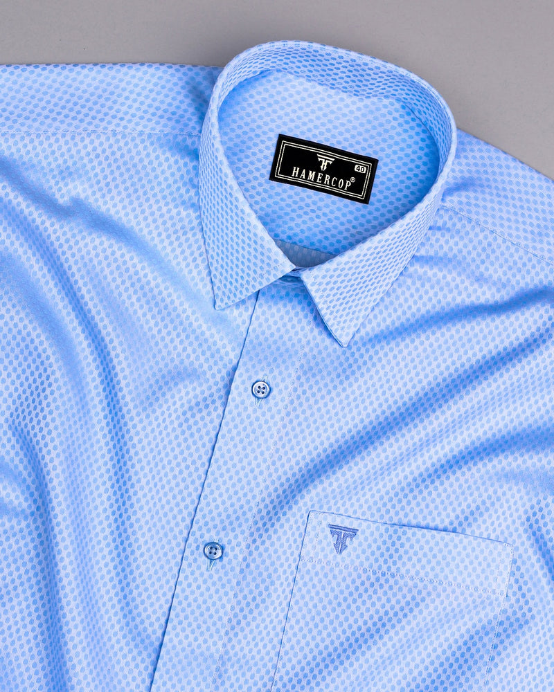 Apex Blue With White Jacquard Textured Premium Giza Shirt