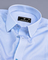 Oberon SkyBlue With White Stripe Premium Giza Shirt