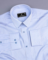 Oberon SkyBlue With White Stripe Premium Giza Shirt