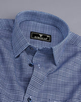 Pinacle Blue Houndstooth Check Premium Giza Shirt