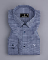 Pinacle Blue Houndstooth Check Premium Giza Shirt