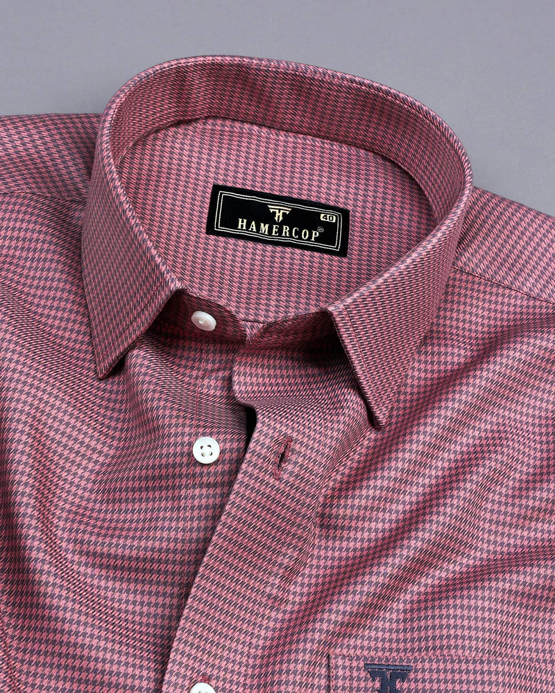 Mersin Onion Pink With Gray Houndstooth Premium Giza Shirt