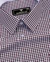 Inox Burgundy Houndstooth Dobby Giza Cotton Designer Shirt