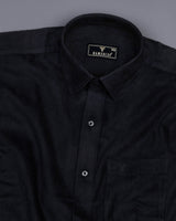 Spider Black Corduroy Premium Cotton Solid Shirt