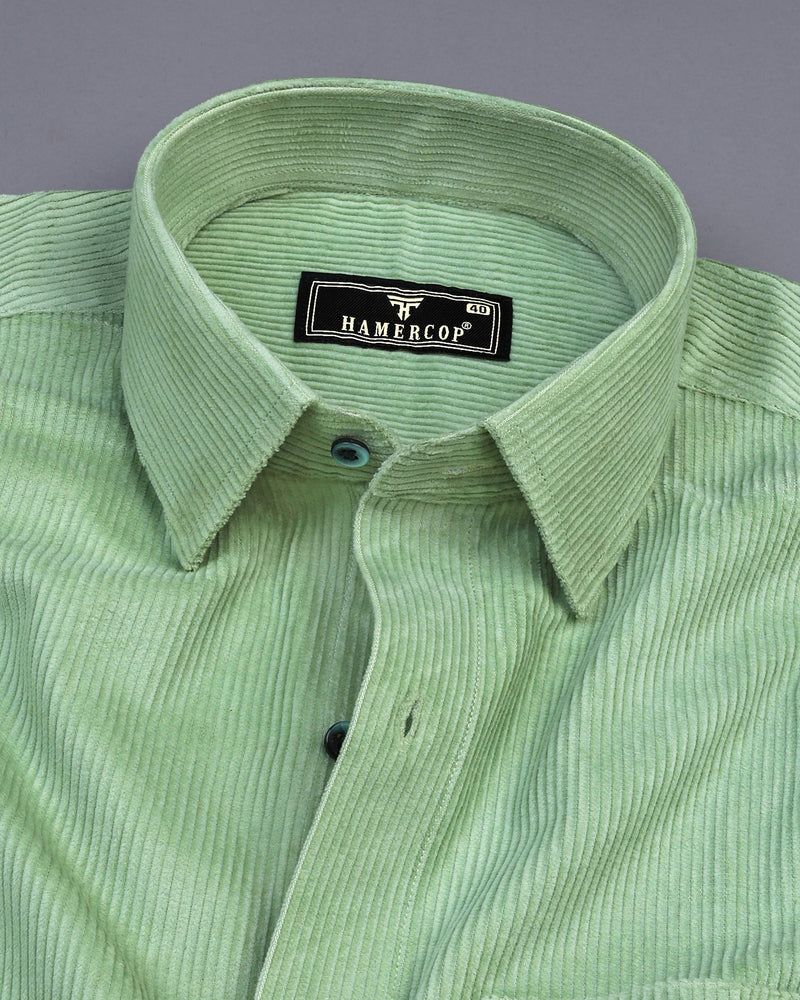 Pista Lime Green Corduroy Premium Cotton Solid Shirt