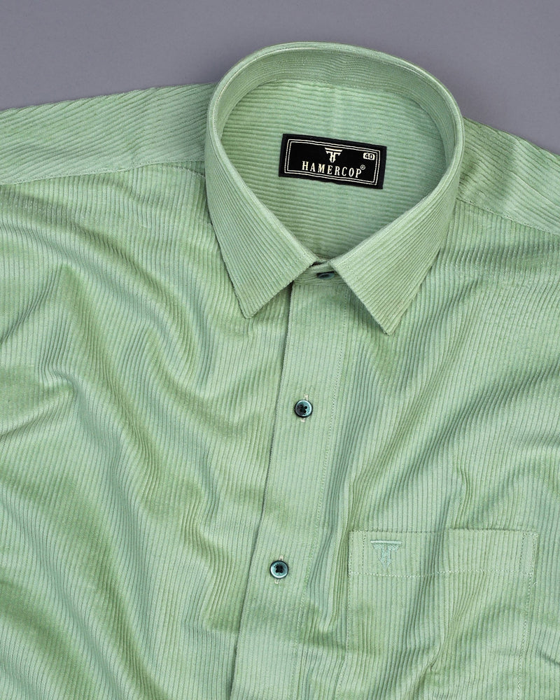 Pista Lime Green Corduroy Premium Cotton Solid Shirt