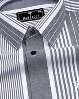 Dravite Gray With White University Stripe Oxford Cotton Shirt