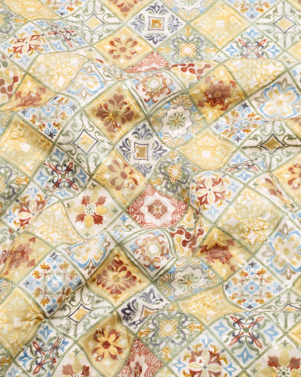 Fenugreek Yellow Embroidery Art Cotton Shirt Style Kurta