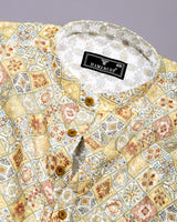 Fenugreek Yellow Embroidery Art Cotton Shirt Style Kurta