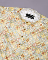 Fenugreek Yellow Embroidery Art Cotton Shirt Style Kurta