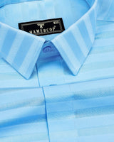 Motion SkyBlue Self Weft Stripe Dobby Cotton Shirt