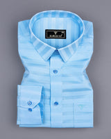 Motion SkyBlue Self Weft Stripe Dobby Cotton Shirt