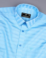 Motion SkyBlue Self Weft Stripe Dobby Cotton Shirt