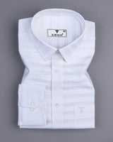 Motion White Self Weft Stripe Dobby Cotton Shirt