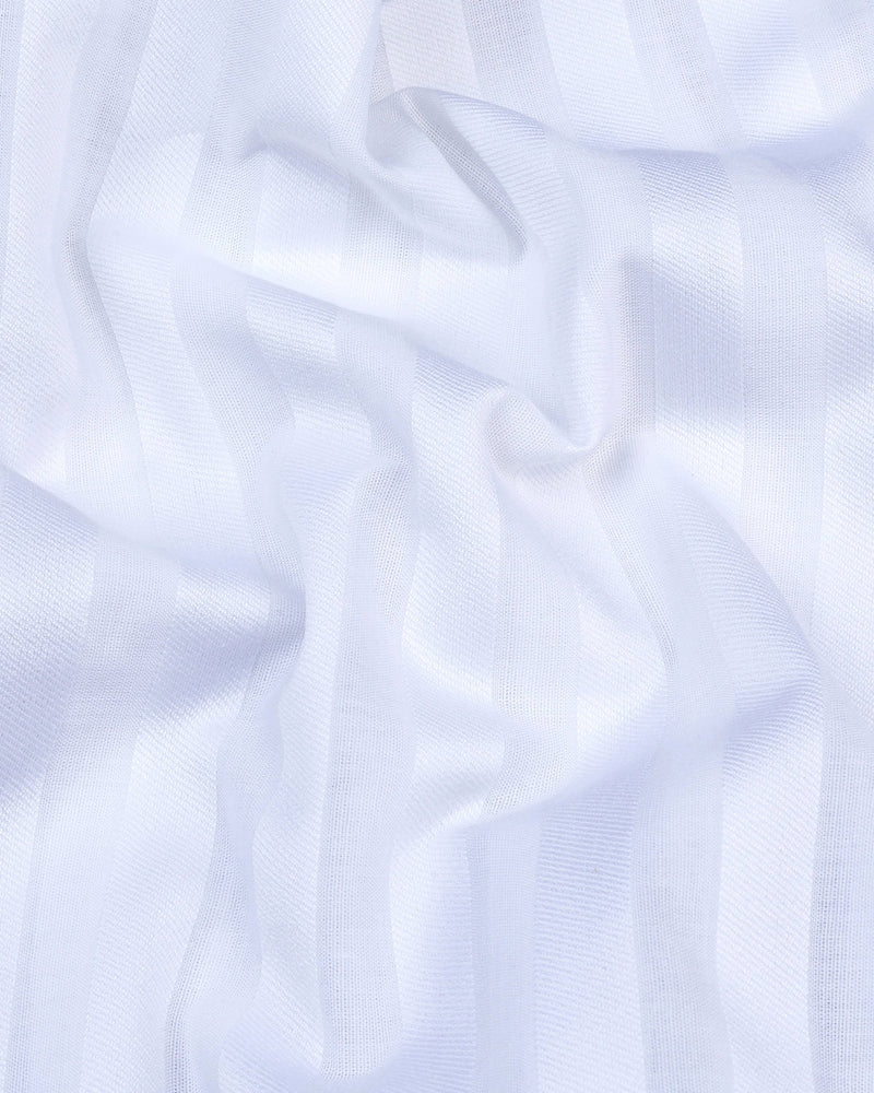 Motion White Self Weft Stripe Dobby Cotton Shirt