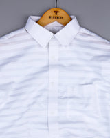 Motion White Self Weft Stripe Dobby Cotton Shirt