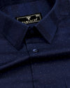 NavyBlue Weft Stripe With White Dotted Premium Dobby Cotton Shirt