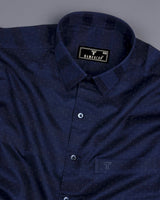 NavyBlue Weft Stripe With White Dotted Premium Dobby Cotton Shirt