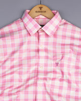 Eliston Pink With Cream Dobby Check Cotton Shirt