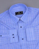 Lossy Blue With White Stripe Linen Cotton Formal Shirt