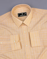 Lossy Cream With White Stripe Linen Cotton Formal Shirt