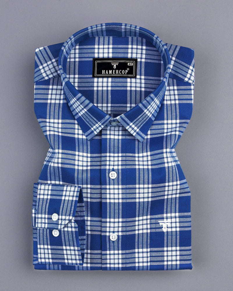 Yale Blue With White Oxford Cotton Formal Shirt