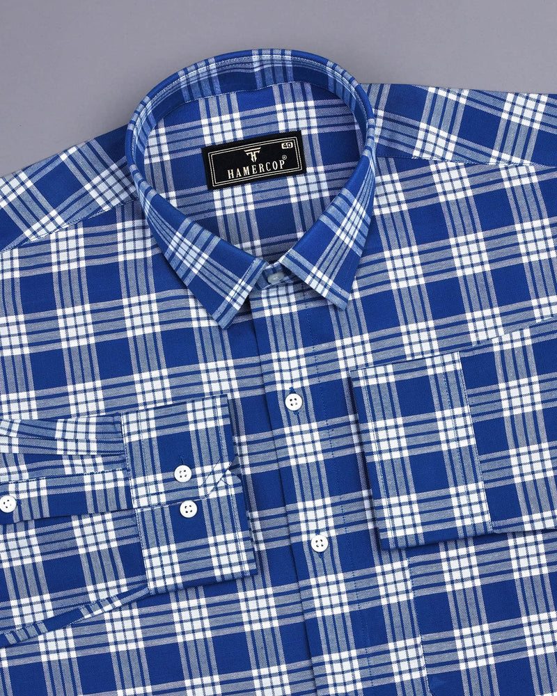 Yale Blue With White Oxford Cotton Formal Shirt