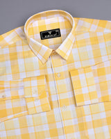 Vernon Yellow With White Dobby Check Cotton Shirt