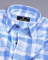 Vernon Blue With White Dobby Check Cotton Shirt