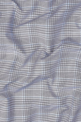 Grey with light sky blue line check shirt