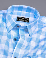 Cromer SkyBlue With White Check Dobby Cotton Shirt
