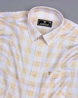 Cromer Cream With White Check Dobby Cotton Shirt