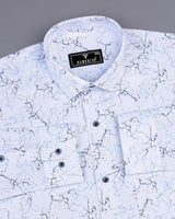 Felix Blue Sprinkle Printed Self Stripe Dobby Cotton Shirt