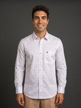 Dory Cream With White Printed Satin Cotton Shirt