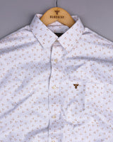 Dory Cream With White Printed Satin Cotton Shirt