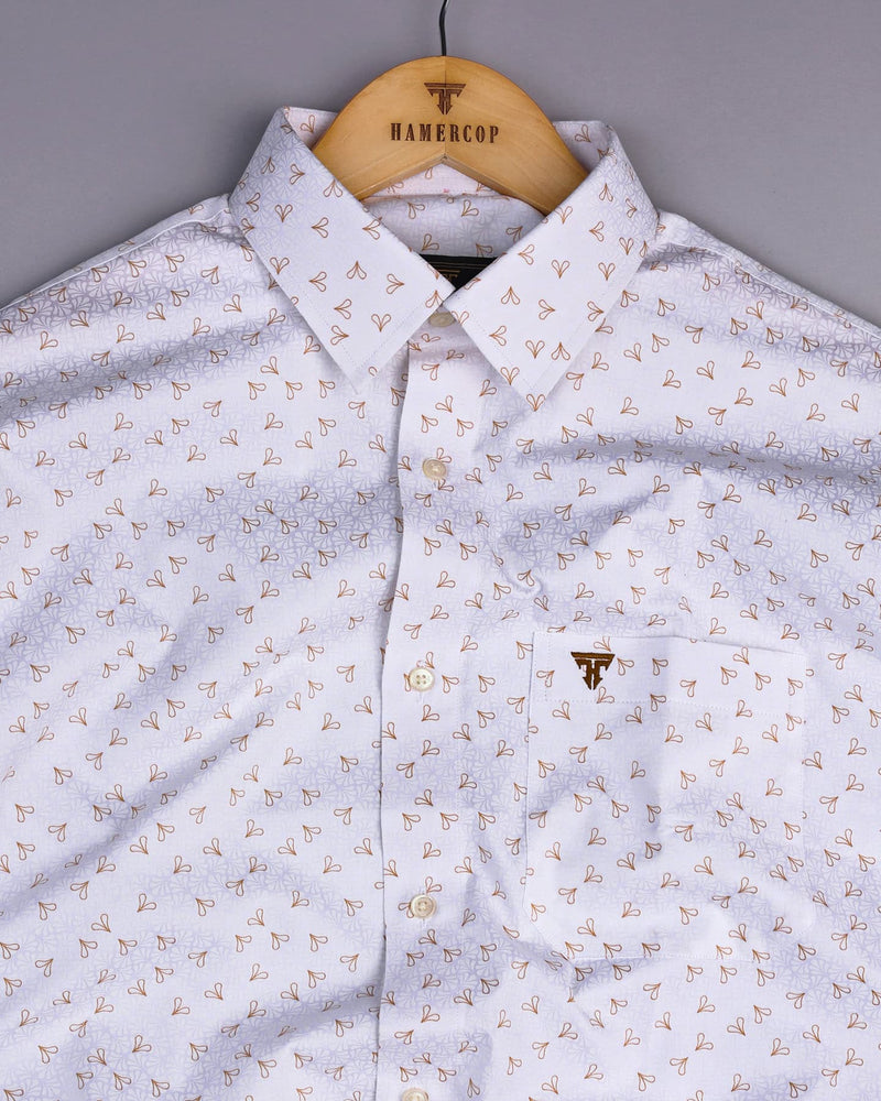 Dory Cream With White Printed Satin Cotton Shirt