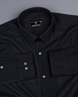 Obsidian Black Dobby Texture Premium Cotton Shirt