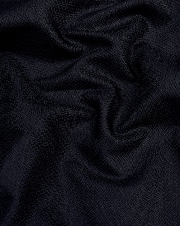 Obsidian Black Dobby Texture Premium Cotton Shirt