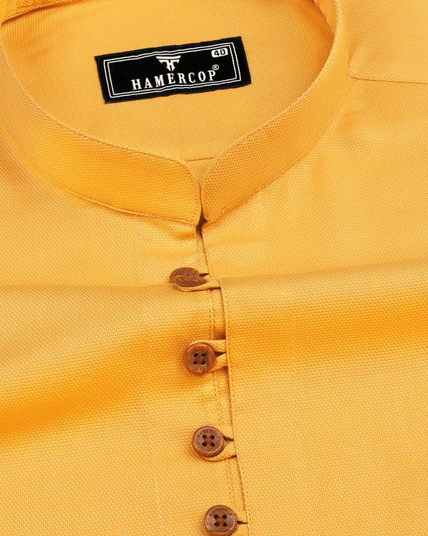 Tuscany Yellow Dobby Cotton Shirt Style Kurta