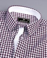 Morgan Wine Purple Twill Check Designer Cotton Shirt