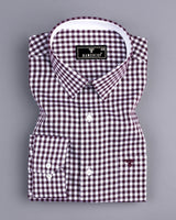 Morgan Wine Purple Twill Check Designer Cotton Shirt